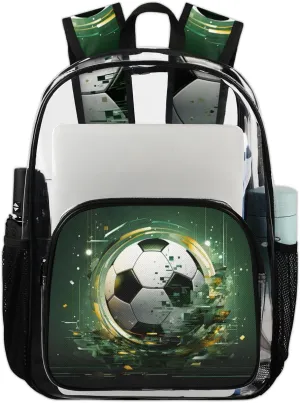 Soccer Heavy Duty Clear Backpack Football Large See Through Backpacks PVC Transparent Backpack Clear Bag for Women Men Security Stadium Work Travel Events Concert
