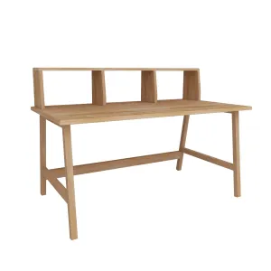 Solid Pine Wood Handmade Computer Desk with Front Bar Shelf Lumi