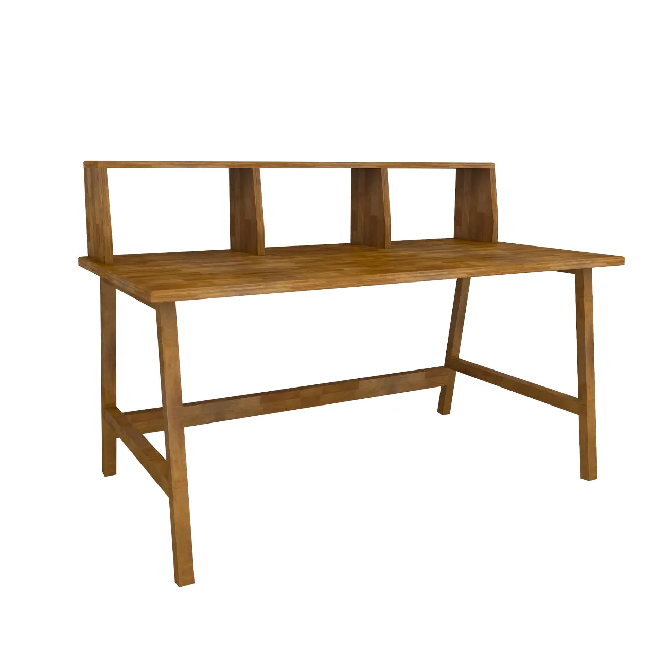 Solid Pine Wood Handmade Computer Desk with Front Bar Shelf Lumi