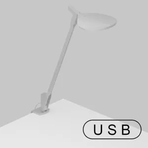 Splitty Silver Contemporary LED Desk Lamp with One-Piece Desk Clamp