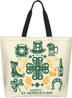 St.Patrick's Day Tote Bag Large Interior Pocket Tote Bag Reusable Shoulder Tote Bags Travel Bags