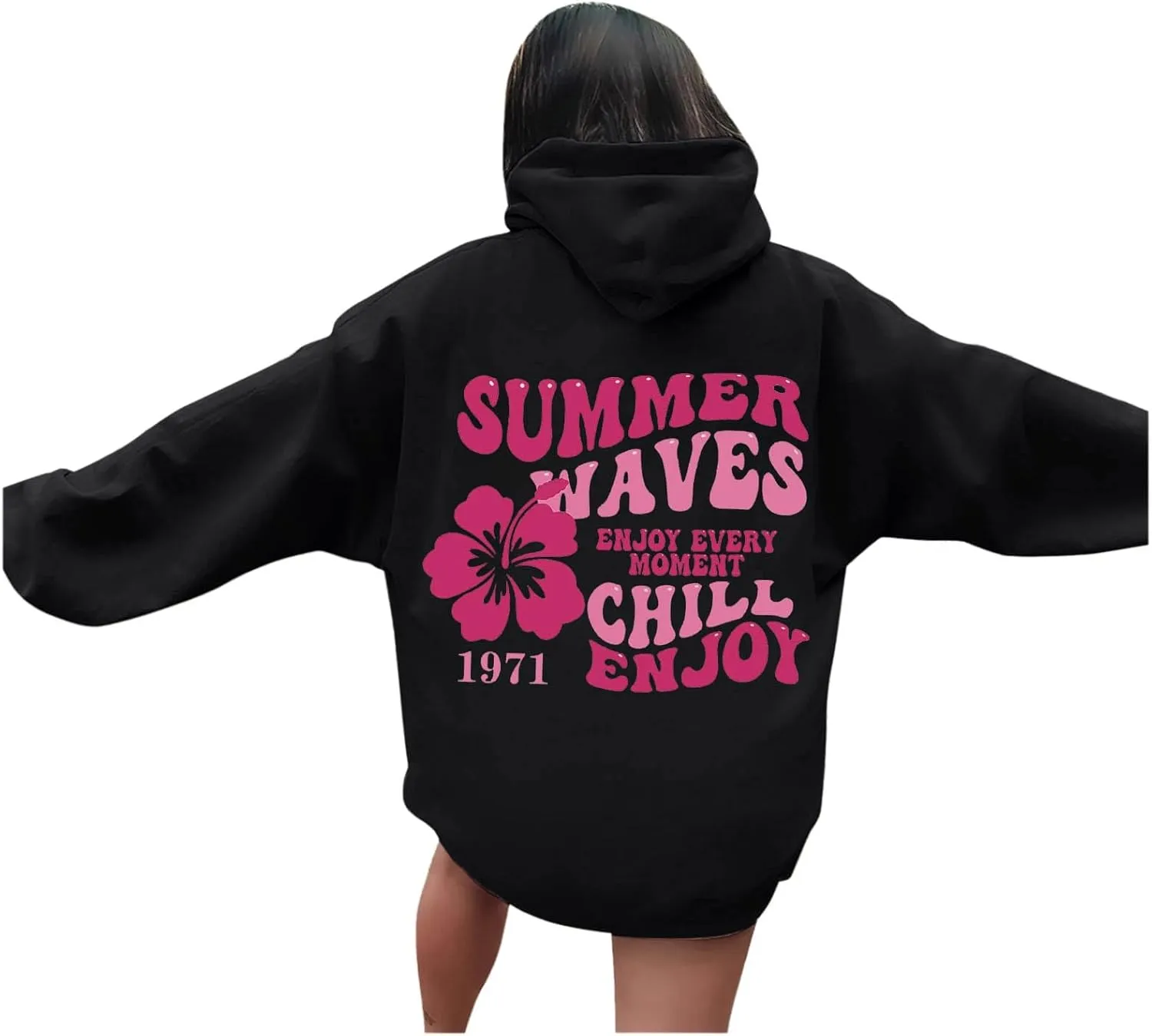 Sweatshirts For Teen Girls Long Sleeve Letter Print Casual Graphic Hoodies Drawstring Pullover Oversized Hoodies