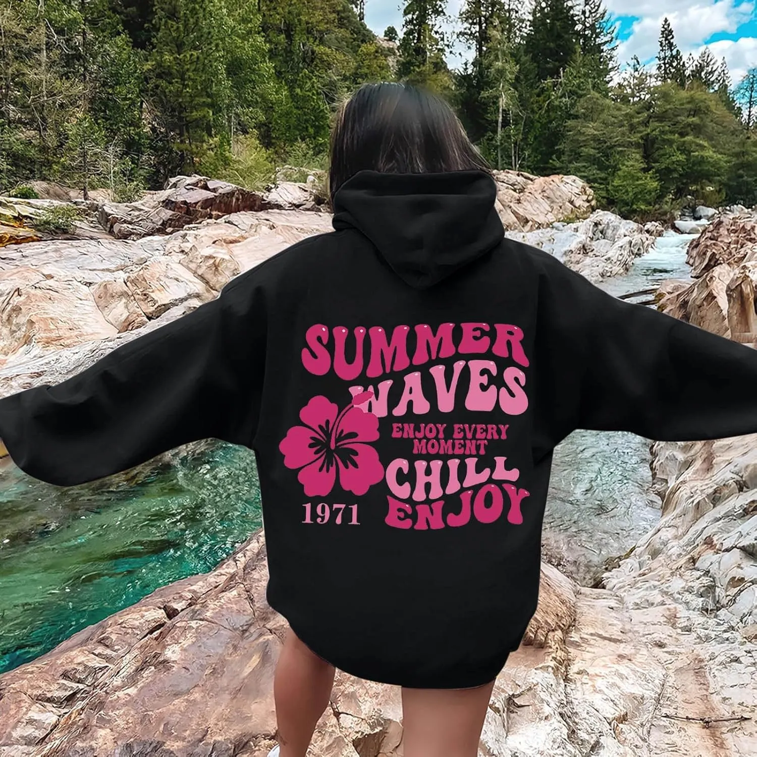 Sweatshirts For Teen Girls Long Sleeve Letter Print Casual Graphic Hoodies Drawstring Pullover Oversized Hoodies