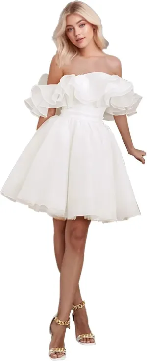 Sweetheart Short Wedding Dress for Bride Detachable Sleeves Boho Wedding Dress Tulle Bridal Gown