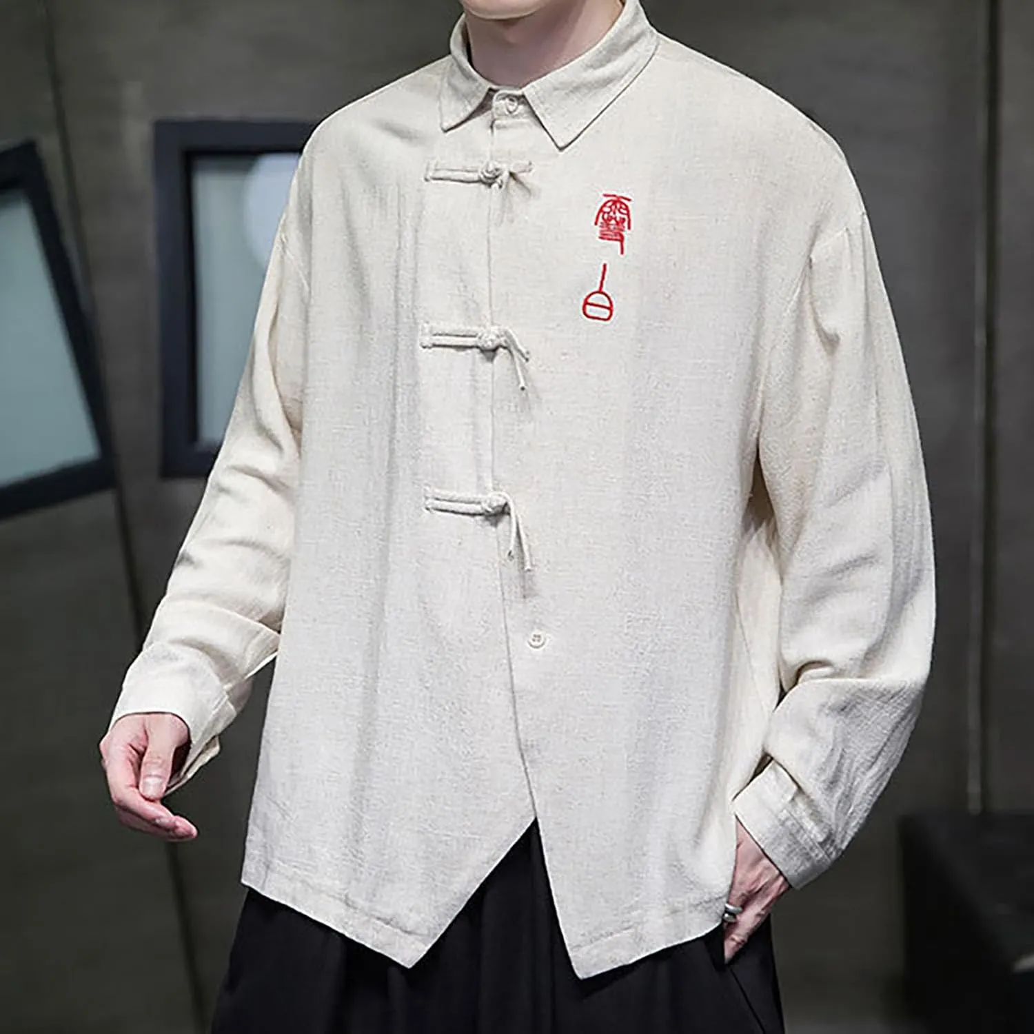 Tai Chi Clothing Chinese Traditional Uniform Tops Kung Fu Clothes Luxury Flowered Printed Button Down Satin Shirt Big&Tall