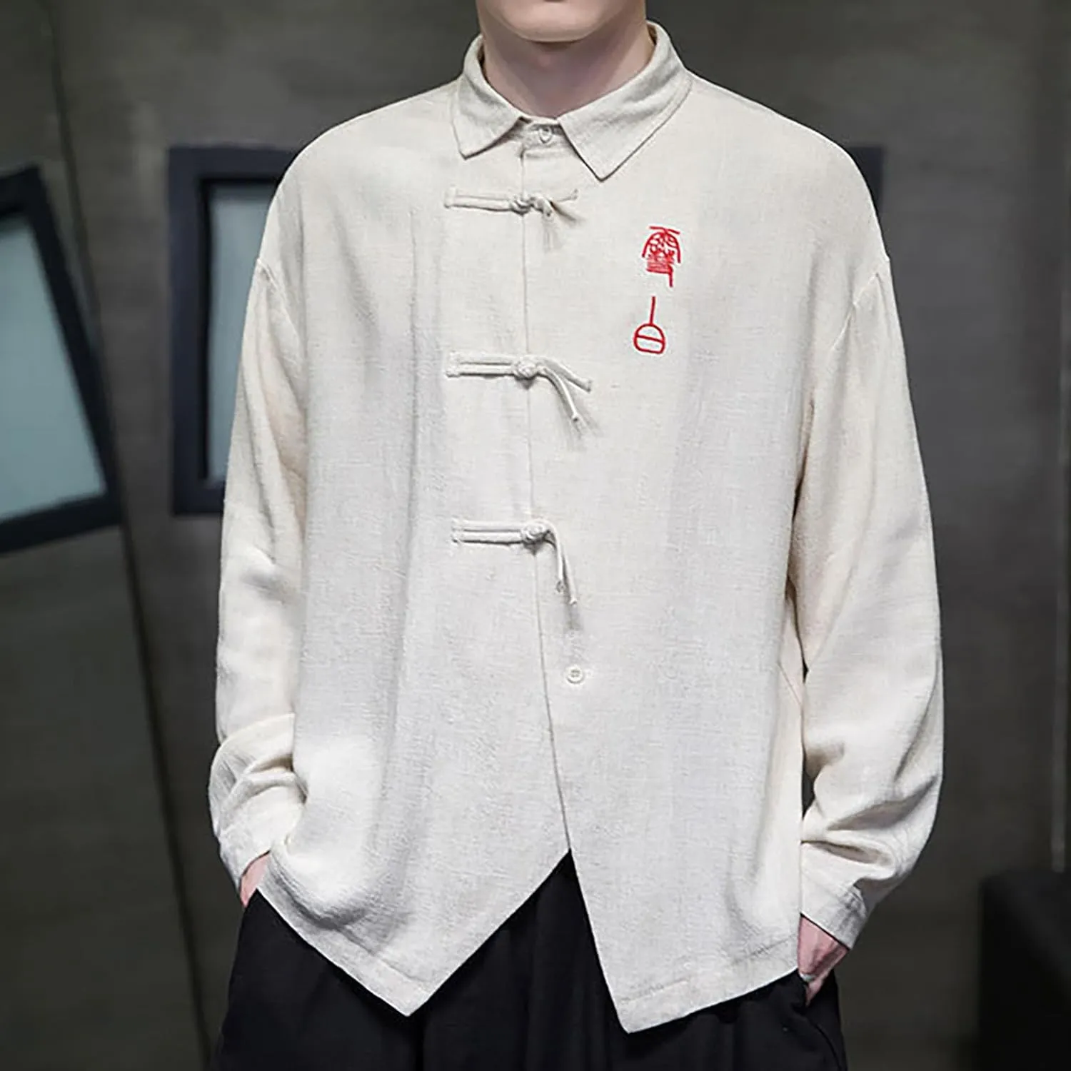 Tai Chi Clothing Chinese Traditional Uniform Tops Kung Fu Clothes Luxury Flowered Printed Button Down Satin Shirt Big&Tall