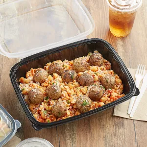 TAKE-OUT/ Container, Black, 73 oz, with lid, 100/cs-Food Service