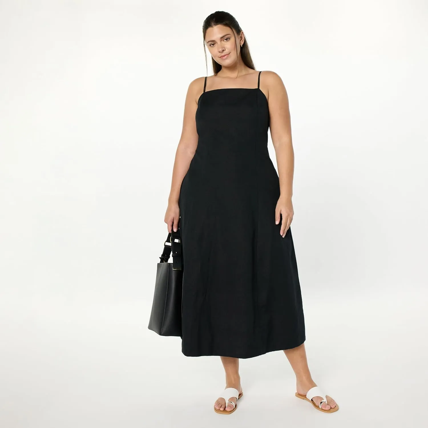 The Drop Women's Daphne Square Neck Linen Maxi Dress