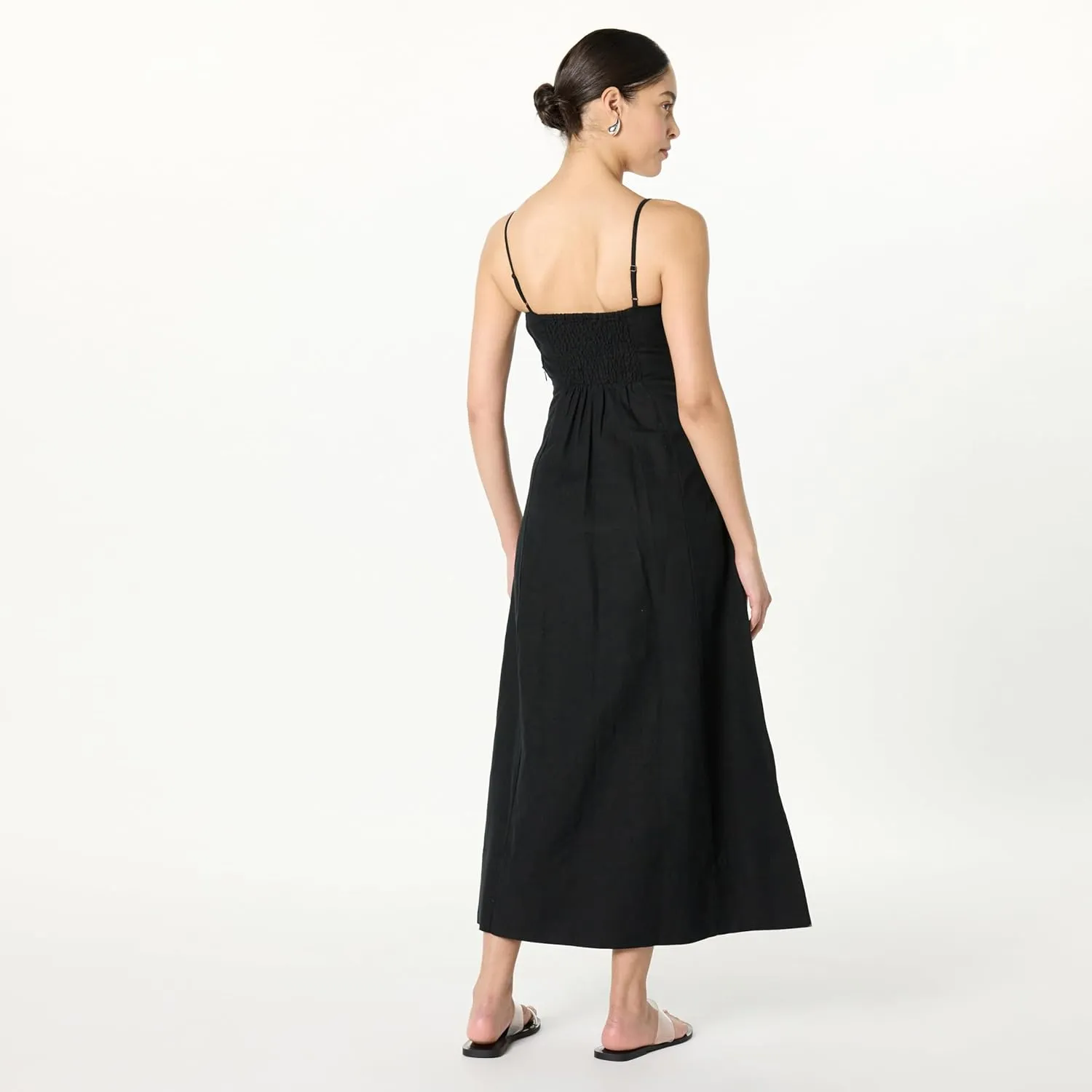 The Drop Women's Daphne Square Neck Linen Maxi Dress