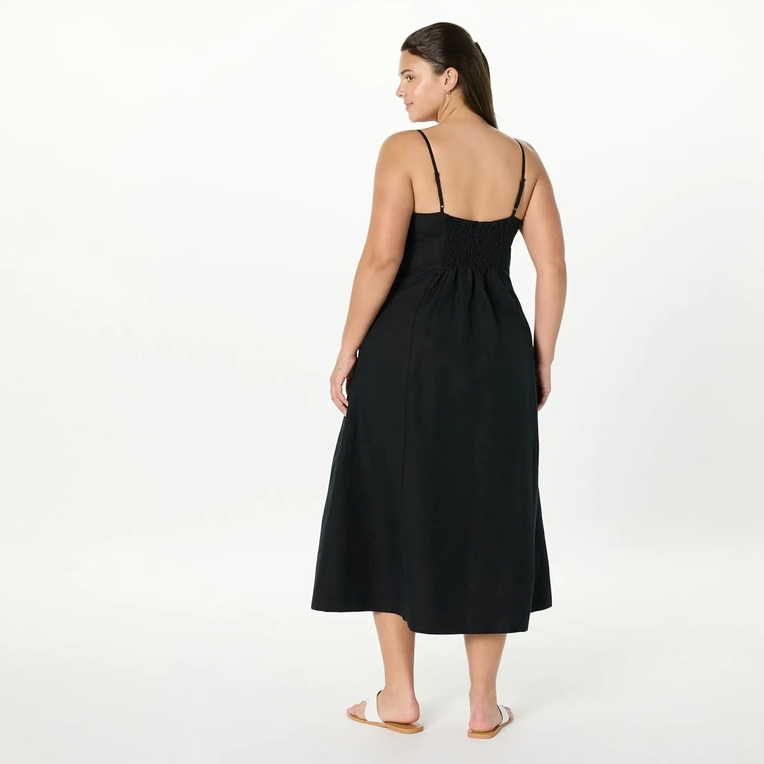 The Drop Women's Daphne Square Neck Linen Maxi Dress