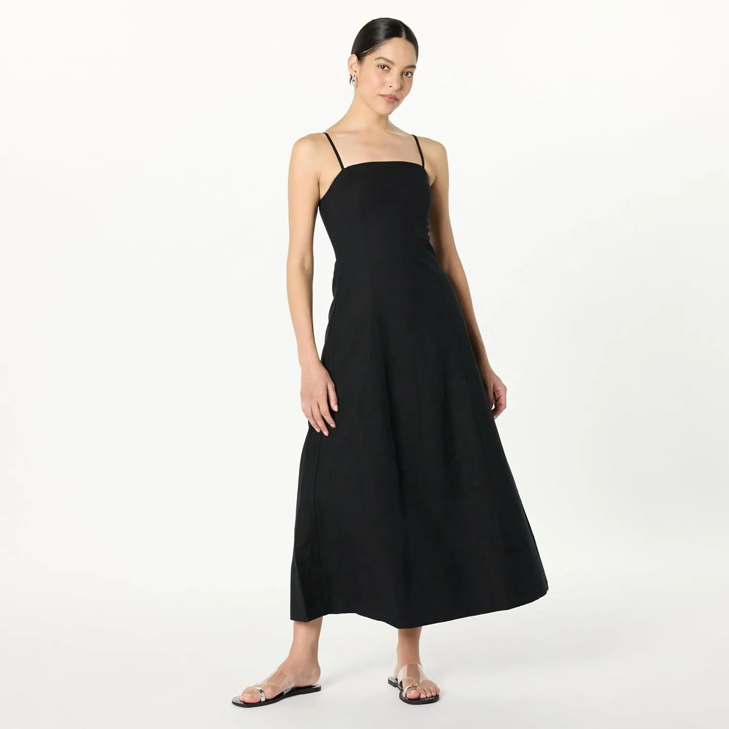 The Drop Women's Daphne Square Neck Linen Maxi Dress