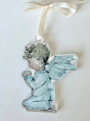 Tiny Wings Brunette Boy Acrylic Ornament