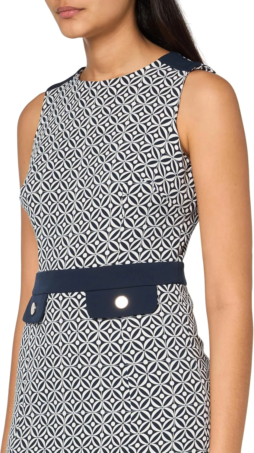Tommy Hilfiger Women's Sleeveless High Neck Colorblock Pockets Sheath Mini Dress