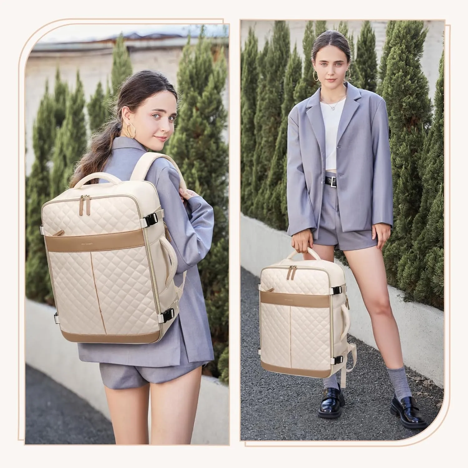 Travel Backpack for Women,Carry On Backpack 17Inch Laptop Backpack Women Casual Daypack for Weekender Business,40L,Apricot