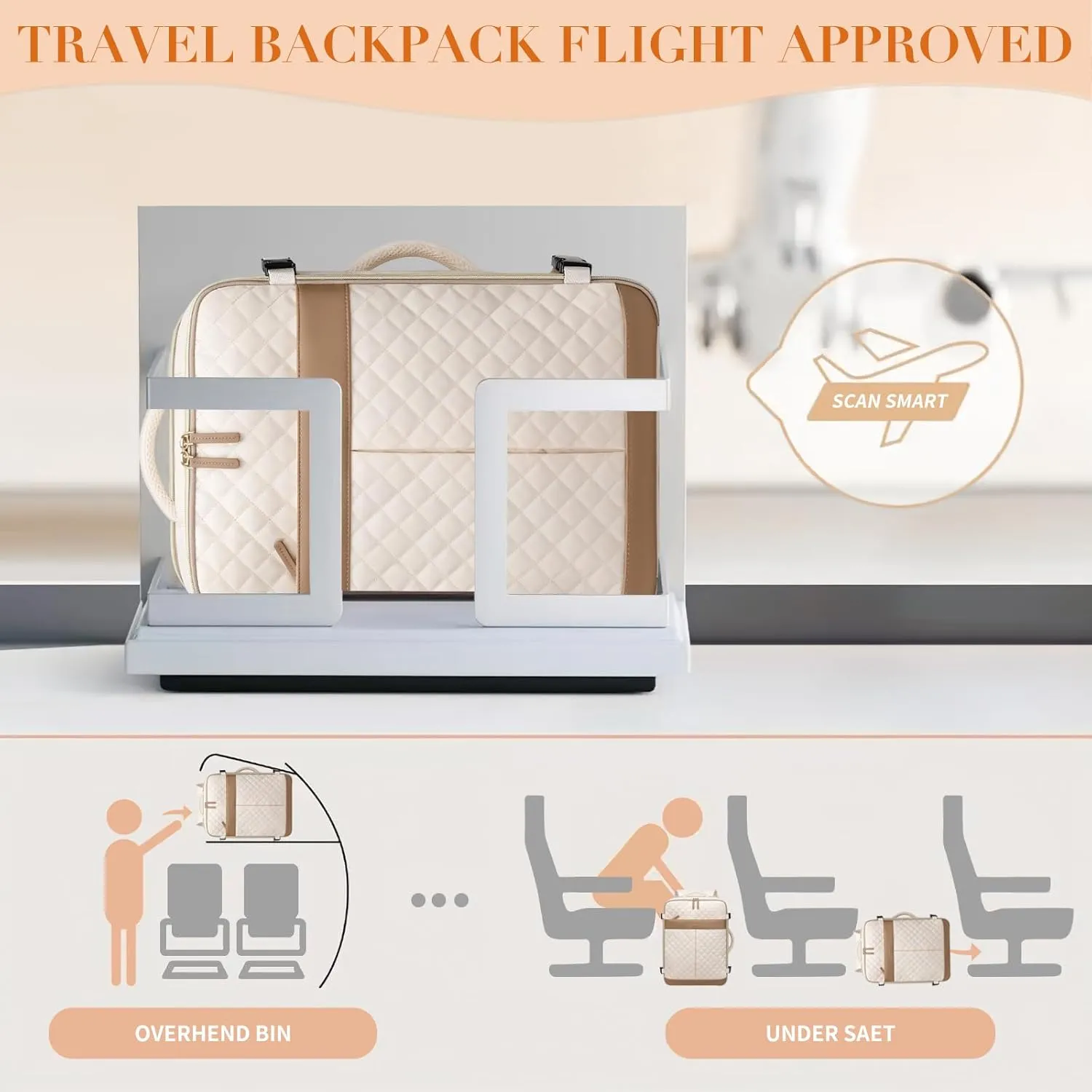 Travel Backpack for Women,Carry On Backpack 17Inch Laptop Backpack Women Casual Daypack for Weekender Business,40L,Apricot