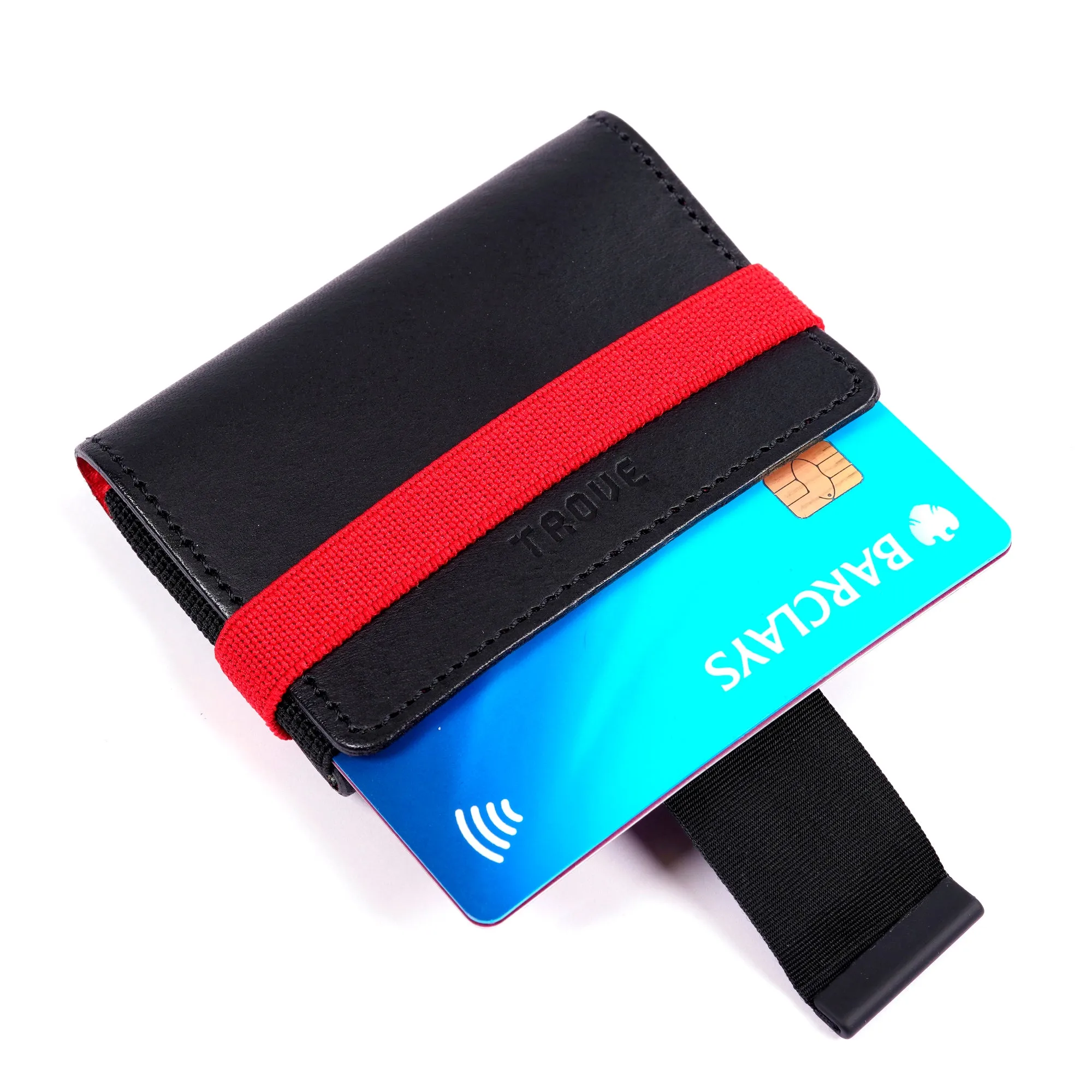 TROVE Cash Wrap: Black Leather and Red