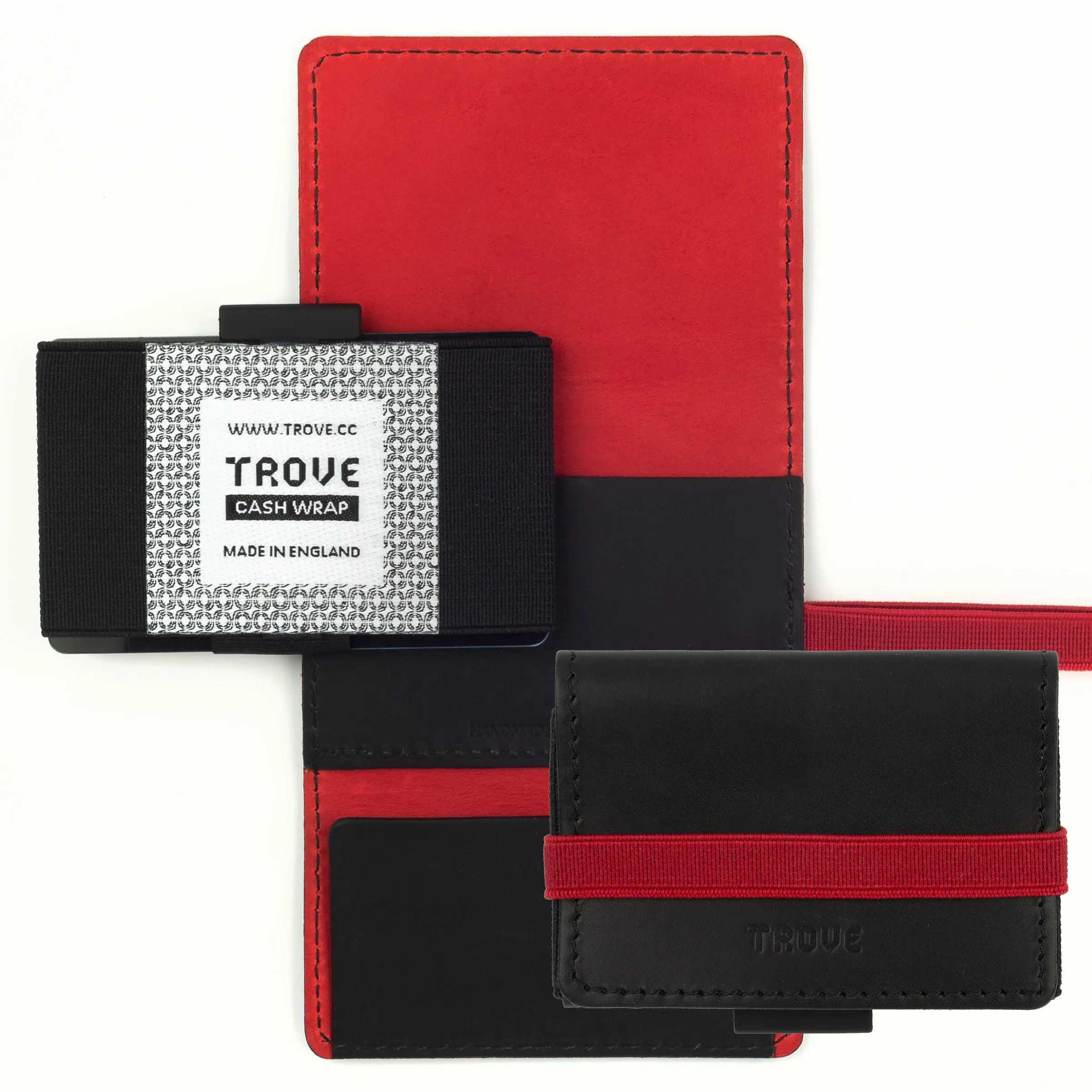 TROVE Cash Wrap: Black Leather and Red