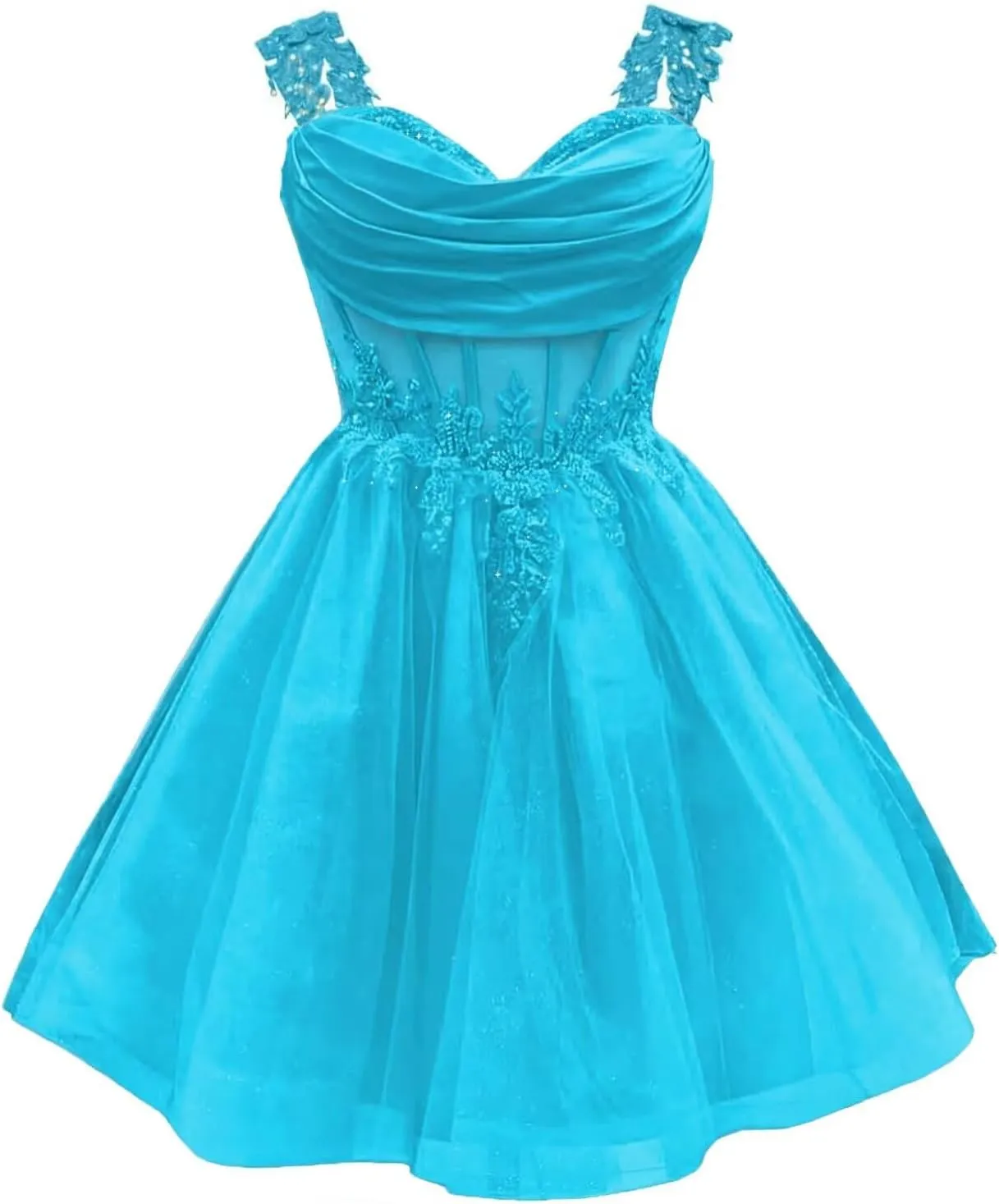 Tsbridal Short Homecoming Dress for Teens Off Shoulder Sparkly Lace DAMA Dresses for Quinceanera Puffy Tulle Prom Gown