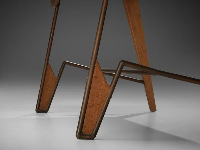 Unique Italian Free-Standing Corner Desk in Oak