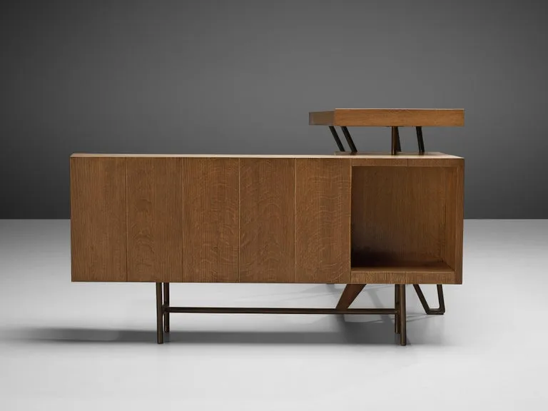Unique Italian Free-Standing Corner Desk in Oak