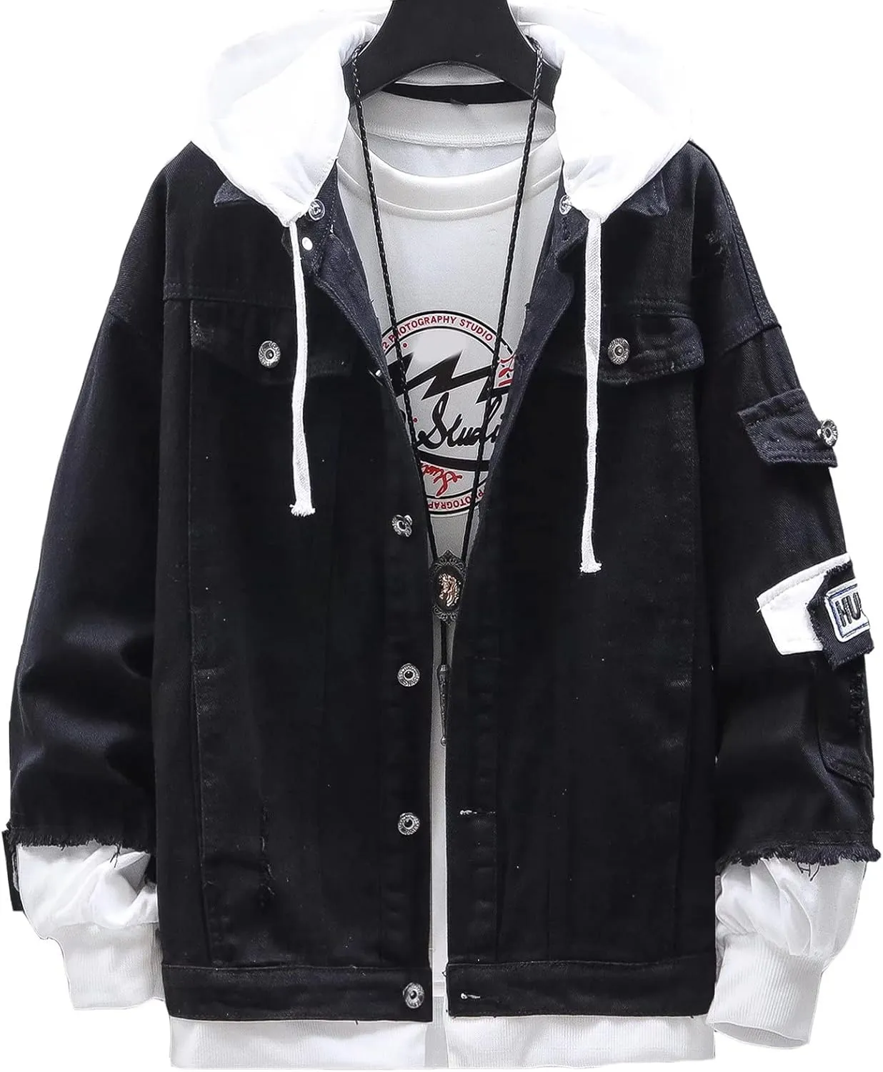Unisex Personalized Hooded Denim Hoodie Tops Customized Gifts Add Your Own Design Outwear Custom Jeans Jackets Coat