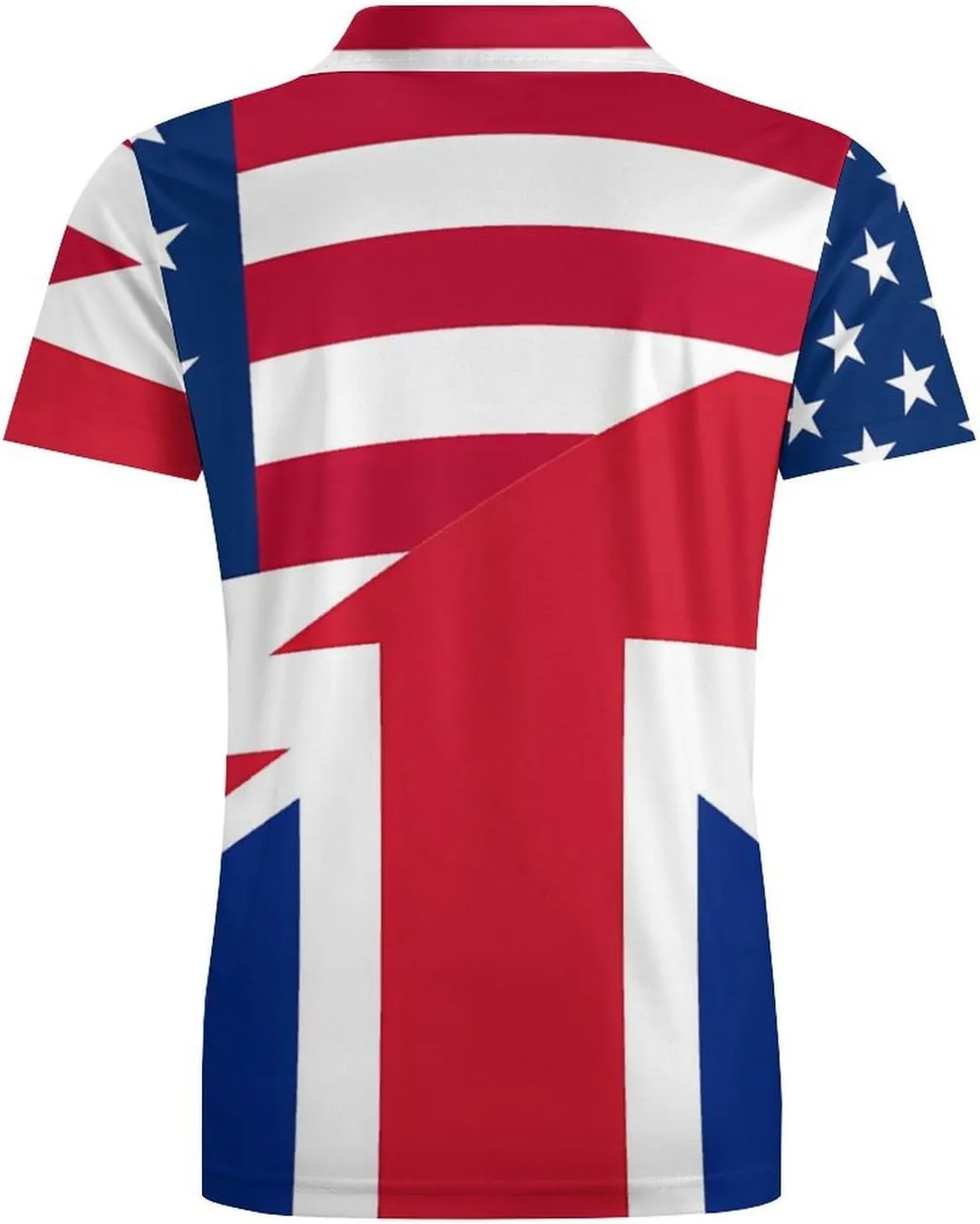 United States And UK Flag Classic Polo Shirts for Men Quick Dry Short Sleeve Fit Golf Tees Casual Tops