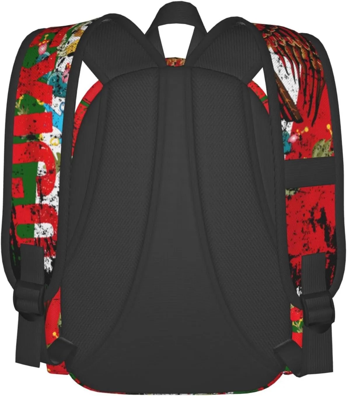 Vintage Mexico Flag Laptop Commuter Backpack Shoulder Bag Casual Back Pack Daypack Bags With Side Pockets For Work Travel Daily Use
