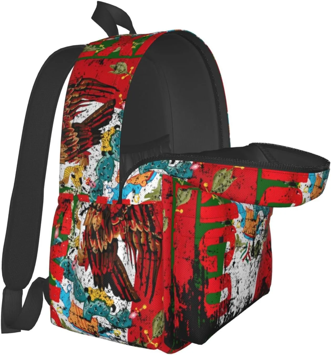 Vintage Mexico Flag Laptop Commuter Backpack Shoulder Bag Casual Back Pack Daypack Bags With Side Pockets For Work Travel Daily Use