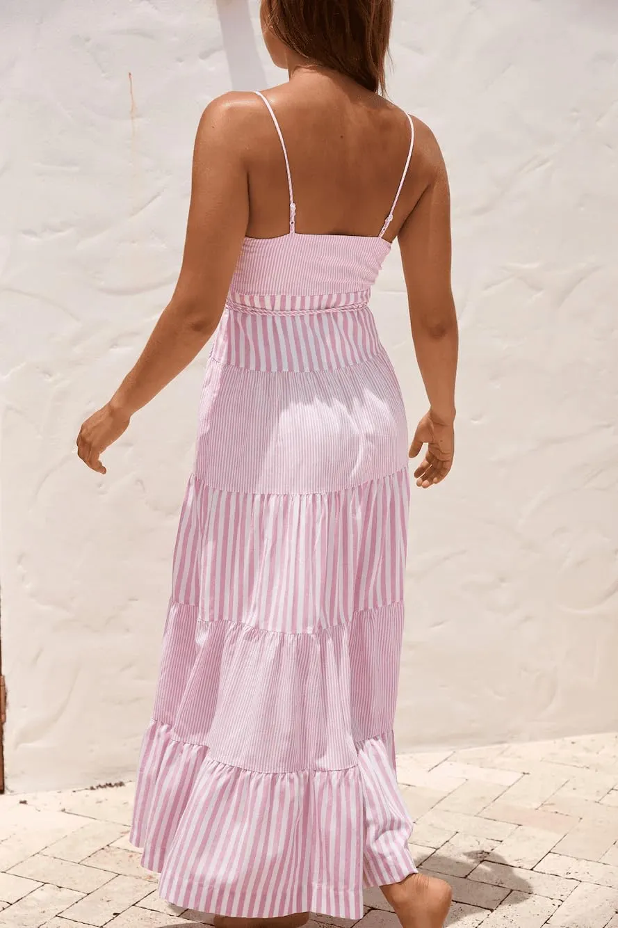Women Y2k Boho Maxi Dress Tie Front V Neck Cami Flowy Dress Summer Causal Floral Beach Vacation Sundress