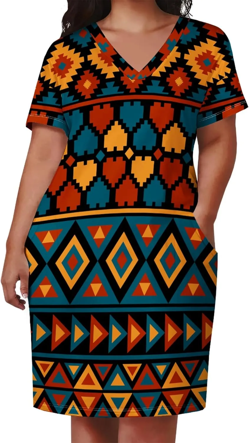 Womens African Dresses Sexy Casual T Shirt Dresses Oversized Baggy Summer Sundress