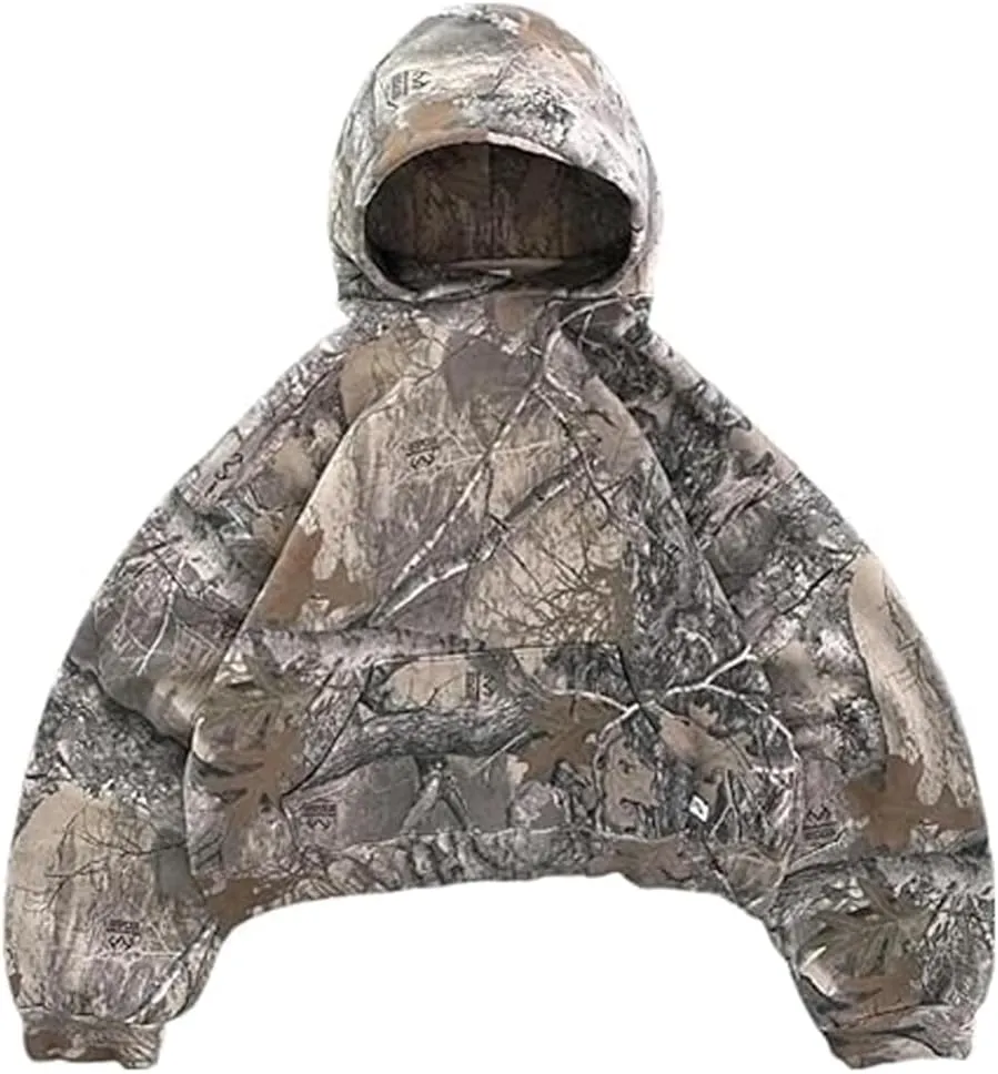 Womens Camo Hoodie Y2k Oversized Leopard Print Hoodie Vintage Long Sleeve Sweatshirts Pullover Jackets Streetwear