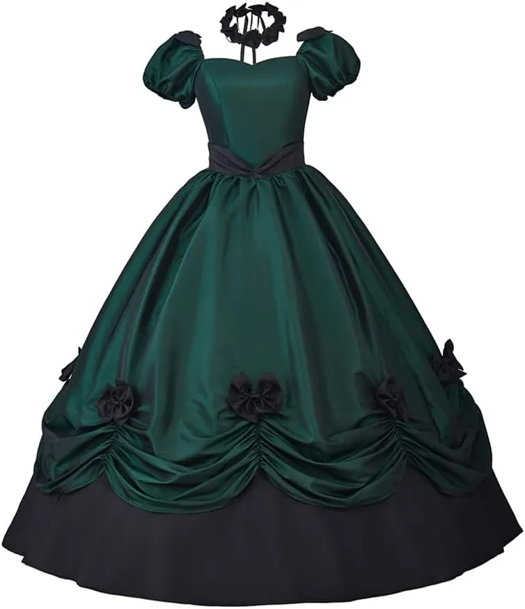 Women's Gothic Victorian Rococo Dress Civil War Southern Belle Tea Party Ball Gown Medieval Evening Dress