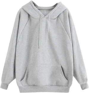 Women's Hoodies Casual Long Sleeve Pullover Tops Pocket Solid Oversized Fall Winter Lightweight Hooded Sweatshirts