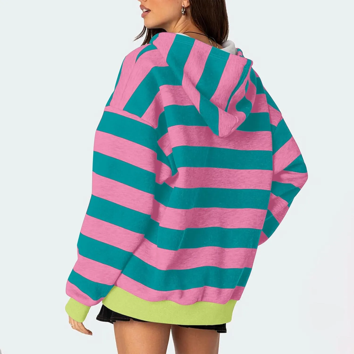 Womens Hoodies Long Sleeve Loose Sweatshirt Graphic Top Drawstring Pullover Hooded Hoodie Fall Outfits with Pocket