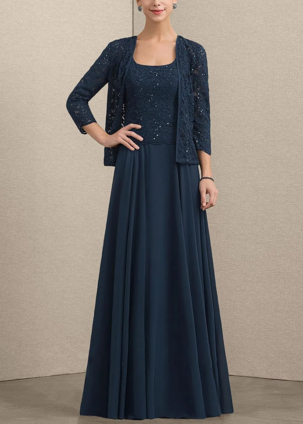 Women's Mother of The Bride Dresses for Wedding Chiffon Lace Formal Grandmother of The Bride Dresses with Jacket