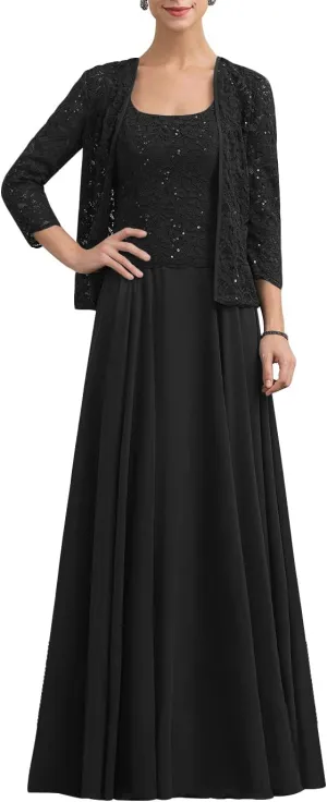 Women's Mother of The Bride Dresses for Wedding Chiffon Lace Formal Grandmother of The Bride Dresses with Jacket