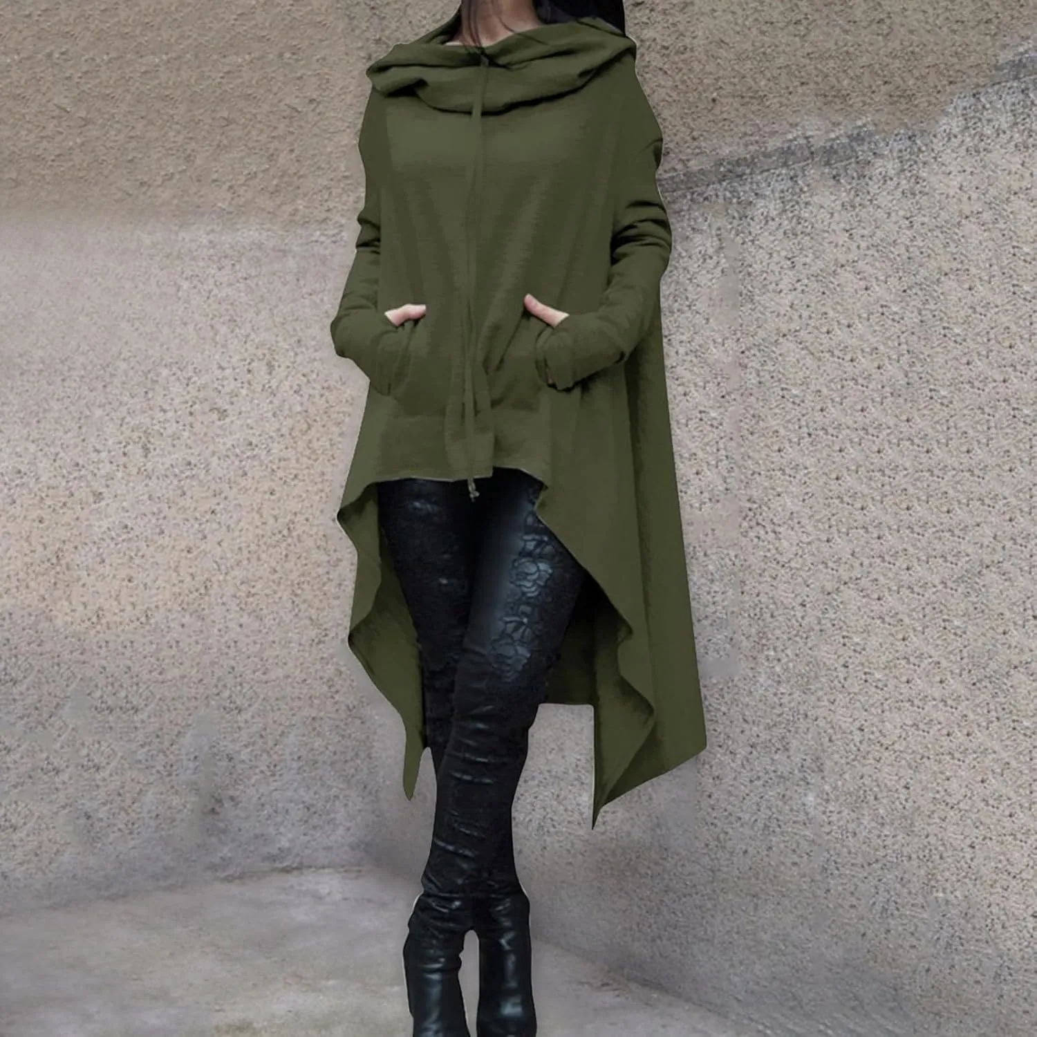 Womens Oversized Hoodies Plus Size Casual Asymmetrical Hem Long Hoodie Hooded Sweatshirt Pullover Tops with Pockets