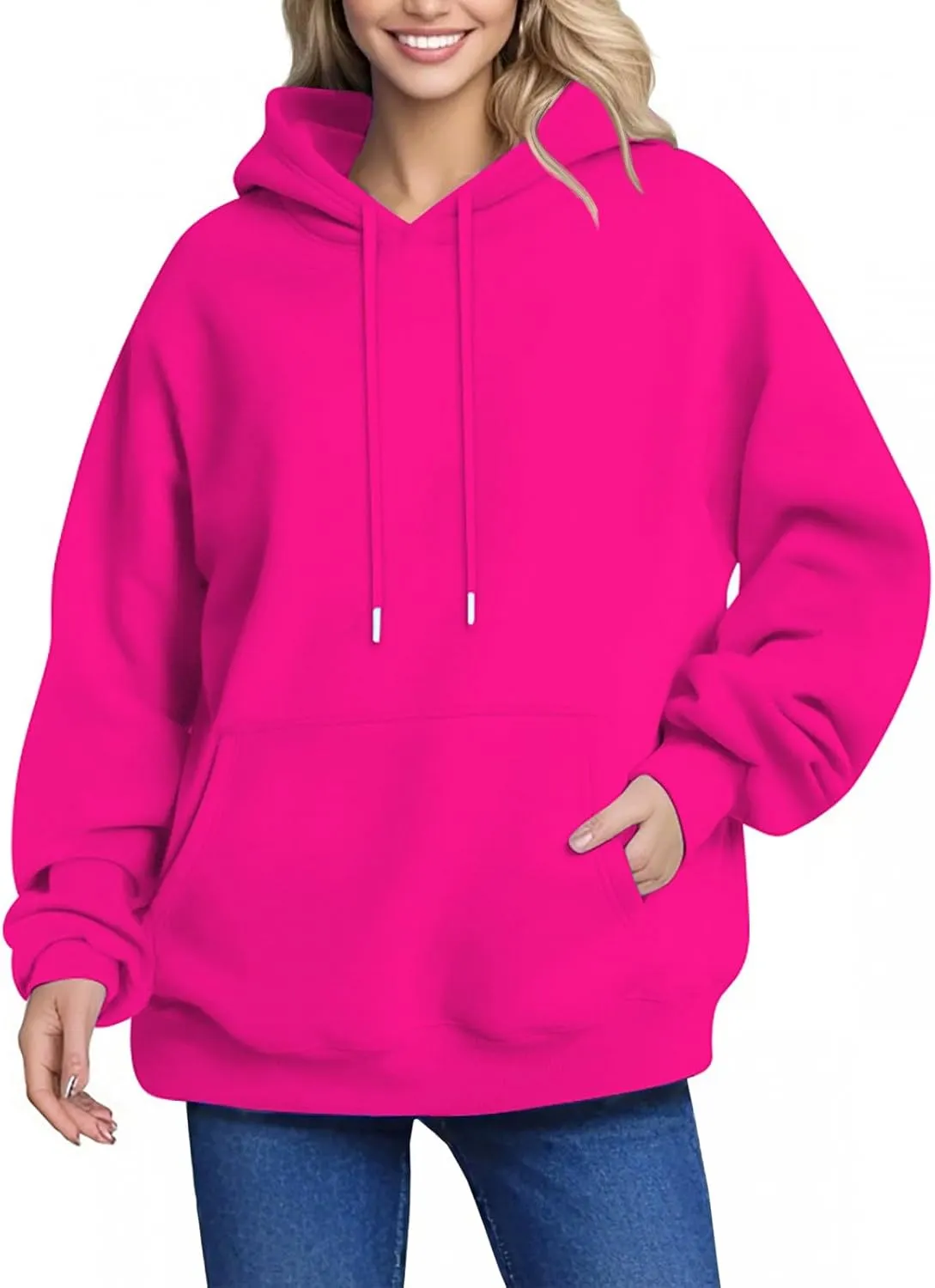 Womens Oversized Hoodies Plus Size Sweatshirt Trendy Drawstring Pullover Long Sleeve With Pockets Winter Clothes