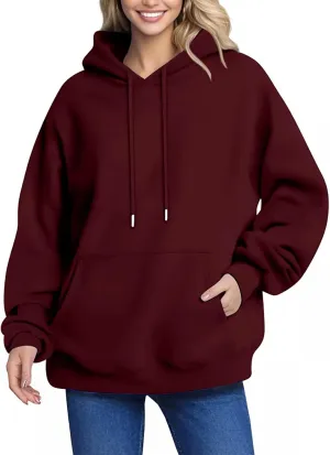 Womens Oversized Hoodies Plus Size Sweatshirt Trendy Drawstring Pullover Long Sleeve With Pockets Winter Clothes