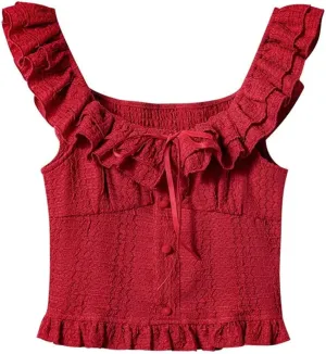 Women's Square Neck Ruffled Bow Tie Slim Fit Camisole