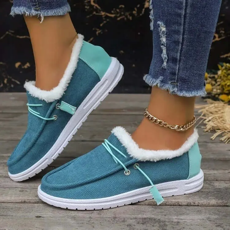 Women's Velvet Lace-Up Ankle Boots