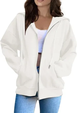 Womens Zip Up Hoodies Light Weight Jackets Womens Long Sleeve Oversized Zip Up Hoodie for Women 2024 Fall Clothes