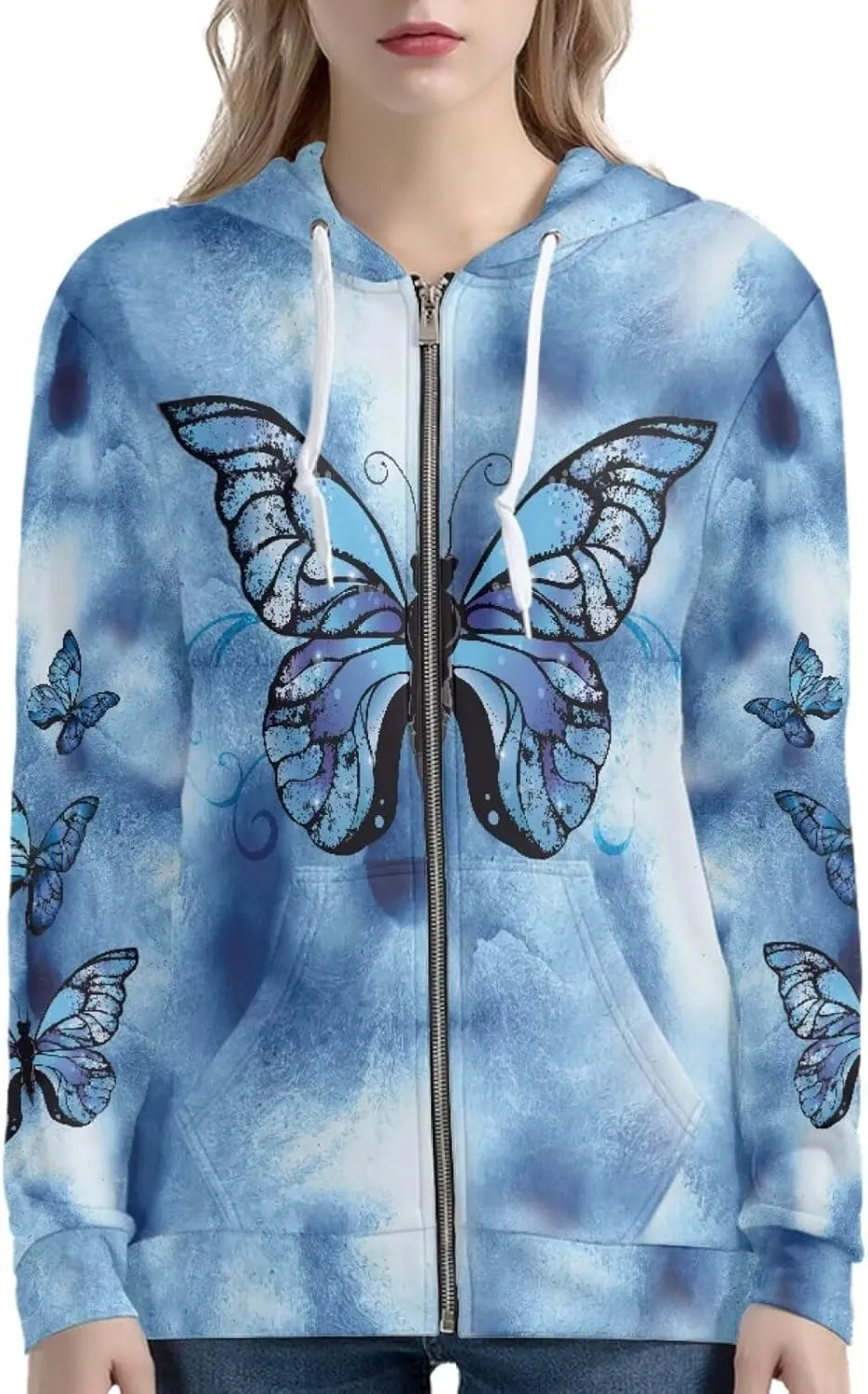 Women's Zip Up Y2K Hoodies Casual Long Sleeve Hooded Sweatshirt Fall & Winter Track Jackets with Pockets