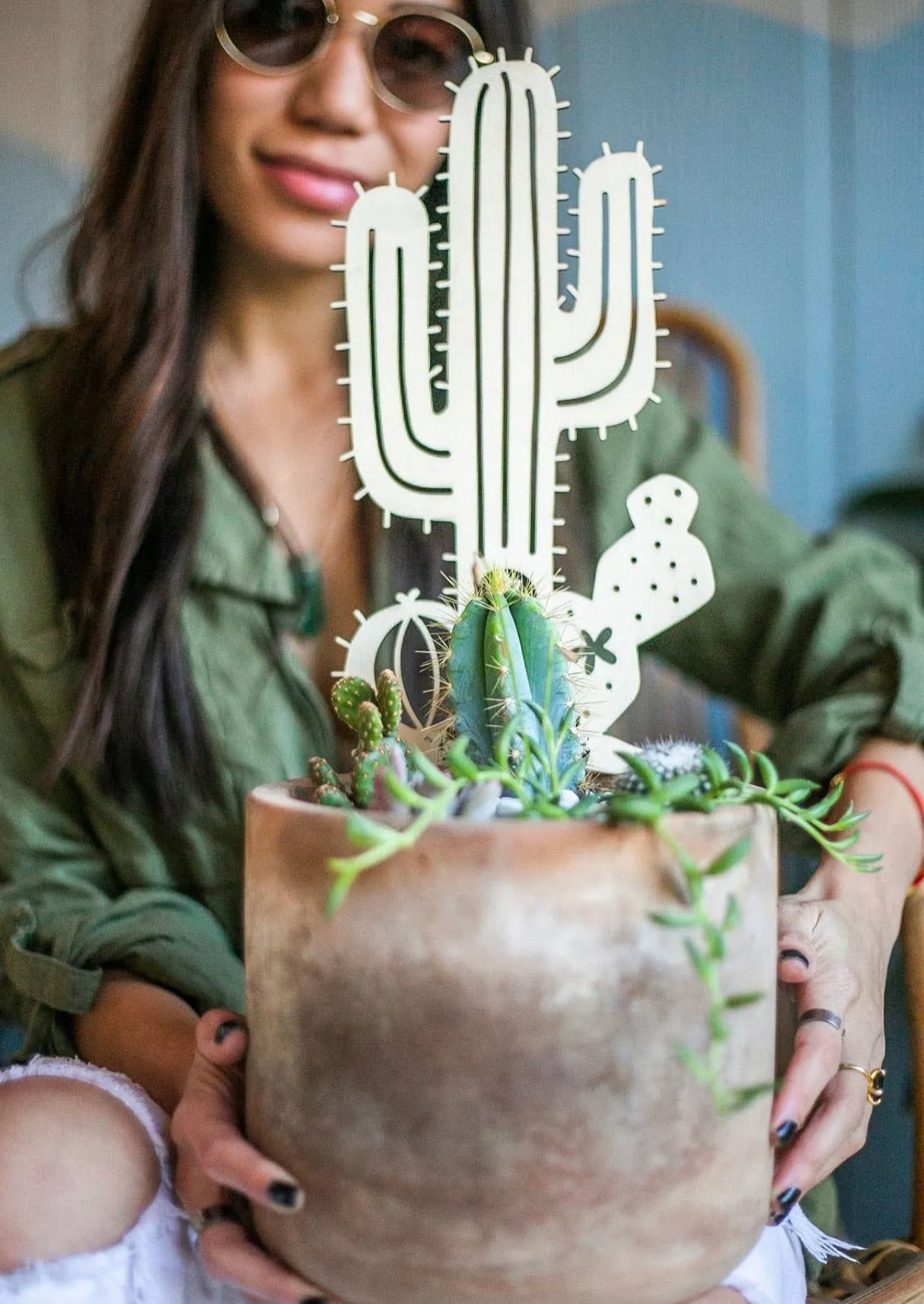 Wooden Plant Decor: 3 Sealed Design Trellis Stakes