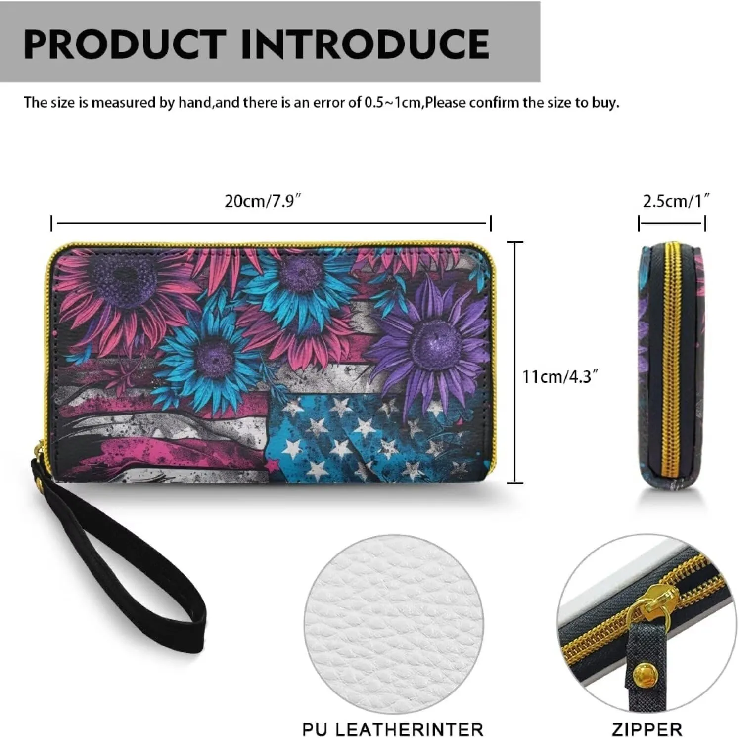 Wristlet Clutch Bags for Women, PU Leather Clutch Bags for Women Bifold Long Slim Clutch