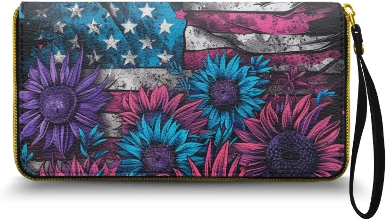Wristlet Clutch Bags for Women, PU Leather Clutch Bags for Women Bifold Long Slim Clutch