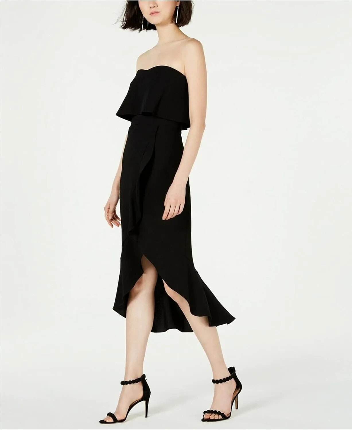 Xscape Womens Strapless Ruffle Cocktail Dress
