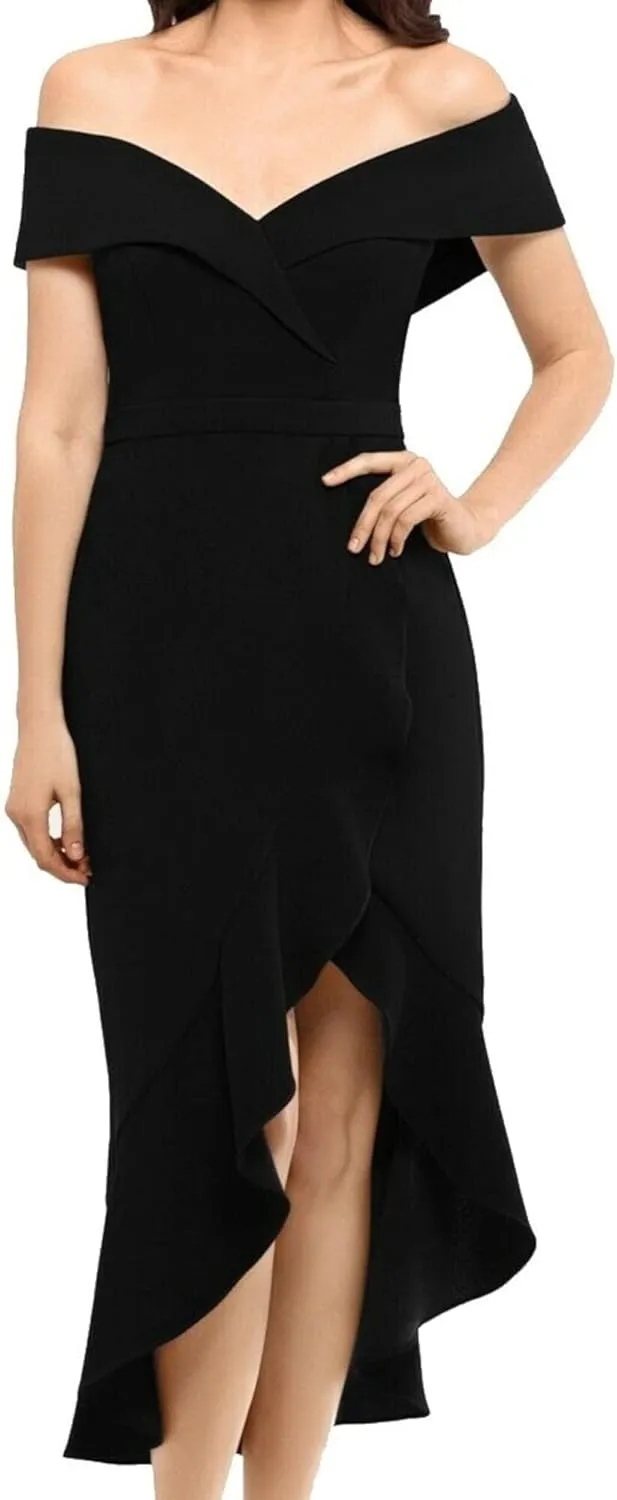 Xscape Womens Strapless Ruffle Cocktail Dress