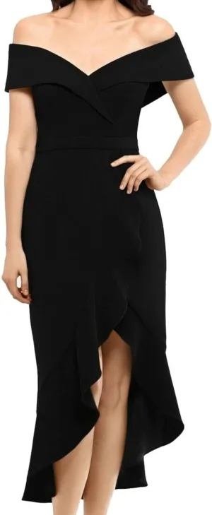 Xscape Womens Strapless Ruffle Cocktail Dress