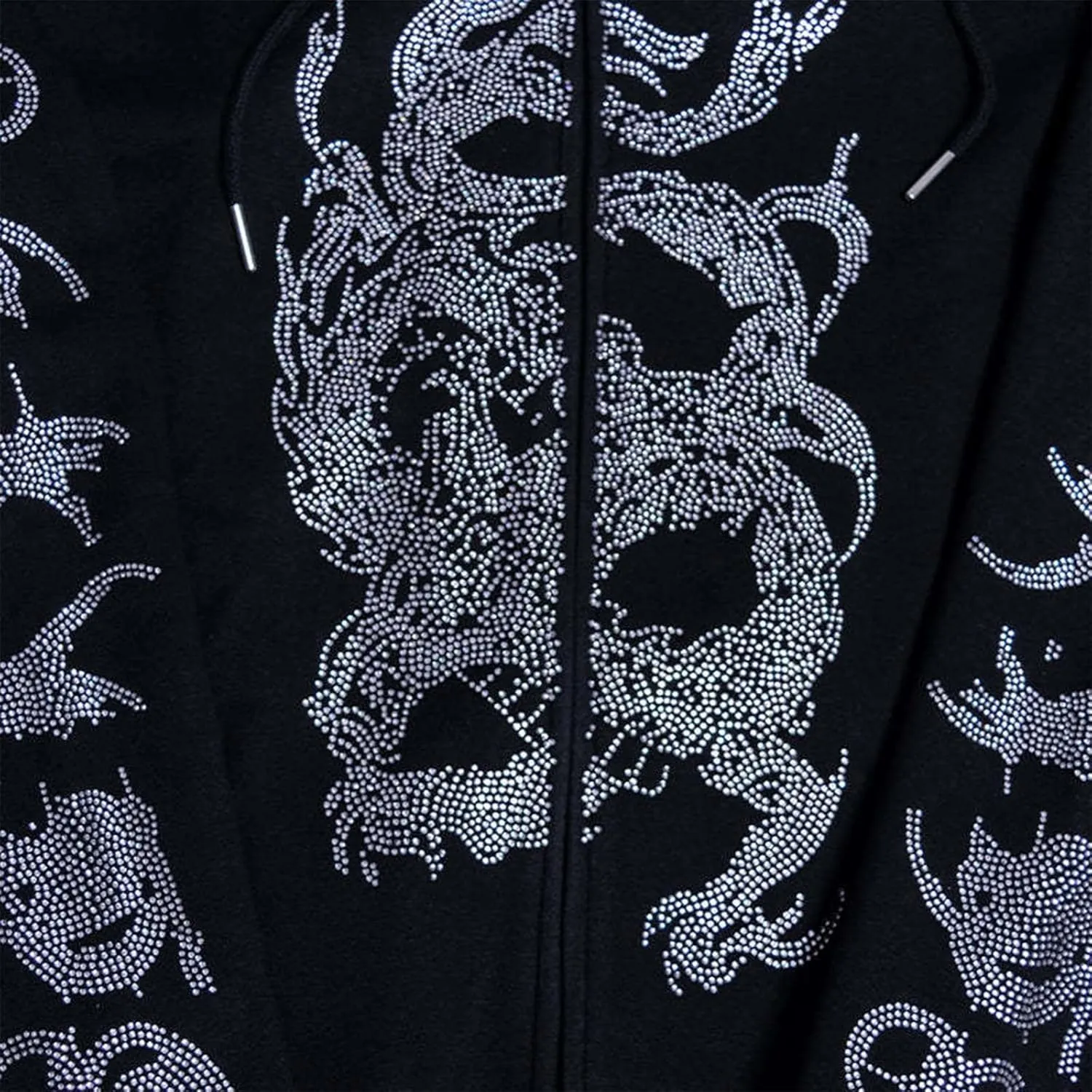 Y2k Black Rhinestone Zip Up Hoodie Women Oversized Sweatshirt Grunge Aesthetic Hoodies Men Casual Jackets Streetwears